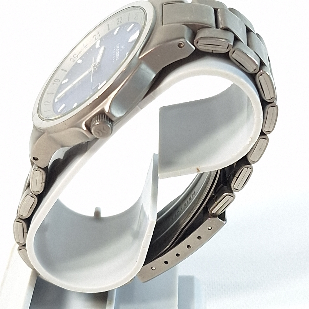 Skagen Ultra Slim Watch Men 36mm Titanium Blue Dial, New Battery - Picture 4 of 8